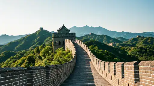 Morning view across the Great Wall of China